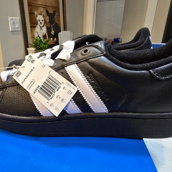 Adidas Superstar II Black & White Unisex Sneakers - Mens Size 10 NEW (JI3538) - Picture 2 of 14